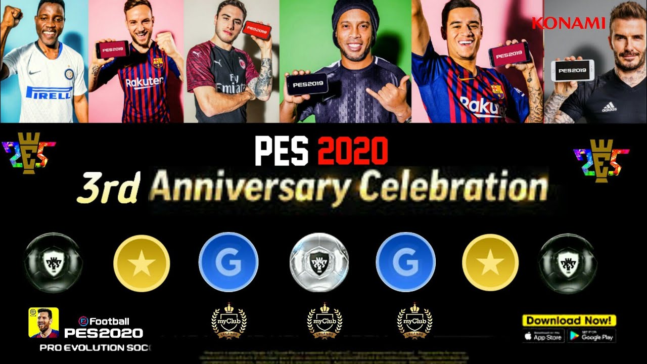 3rd ANNIVERSARY IN PES 2020 MOBILE ON MAY 23, 2020😍 FREE ICONIC LEGENDS, COINS & LEGEND CHALLENGE ☑