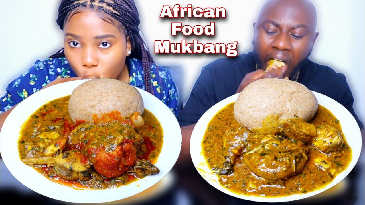 AFRICAN FOOD MUKBANG | WHEAT FUFU AND OGBONO SOUP MUKBANG