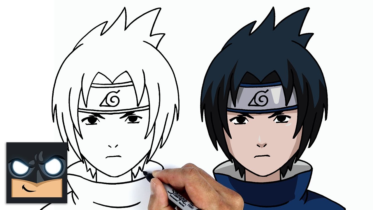 How to draw SASUKE (Naruto Shippuden) step by step, EASY - BiliBili