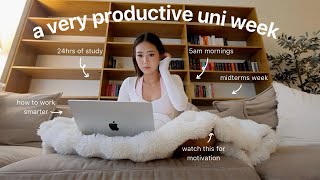 UNI VLOG  5AM mornings, midterms week, 24hrs of study, very realistic & productive days in my life