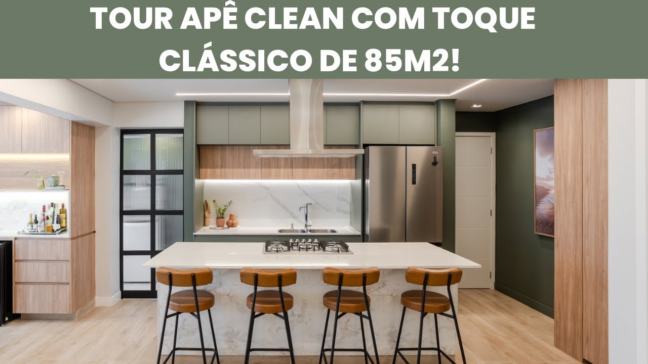TOUR APARTAMENTO CLEAN COM TOQUE CLÁSSICO VERDE E AMADEIRADO DE 85m2!
