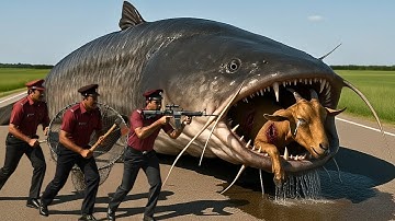Heroic Rescue Team Saves Helpless Mother Goat from Giant Catfish Attack