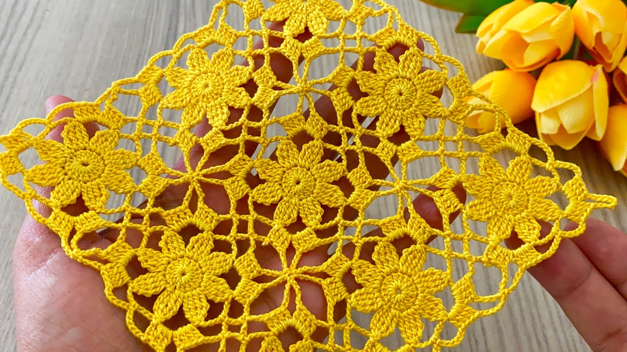 BOTH NEW and EASY Crochet Square Motif Runner, Napkin, Blouse, Shawl Pattern