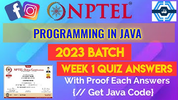 Programming In Java | Week 1 Answers 2023 | NPTEL | SWAYAM