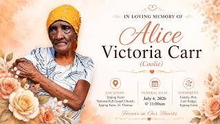Celebration of Life Service for Alice Victoria Carr (Coolie) 🌹