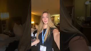Teenage Girl Shares Travel Vlog from Hotel Room, Expressing Excitement and Enjoying the Vi