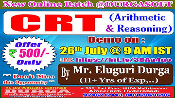 CRT (Arithmetic & Reasoning) Online Training @ DURGASOFT