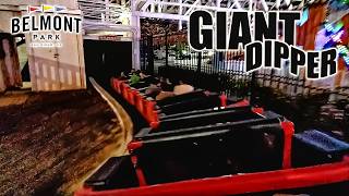 2026 Giant Dipper Roller Coaster at Night On Ride Back Seat POV Belmont Park