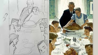How To Draw Multi Figure Compositions Using Geometric Essence Shapes- After Norman Rockwell Painting
