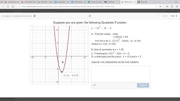 Review for quiz on Desmos to find vertex, y-intercept, axis of symmetry and zeros.