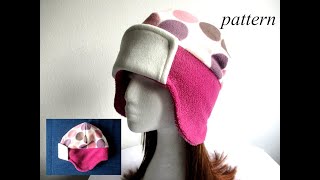 Winter Fleece Fabric Earflap Beanie Hat | Sewing Pattern & Photo Tutorial Links Below