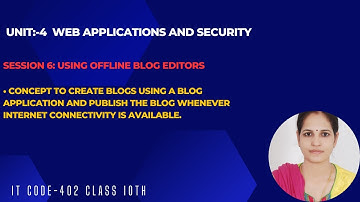 unit:-4|Session-6 |Using Offline Blog Editors   |CBSE |IT CODE-402