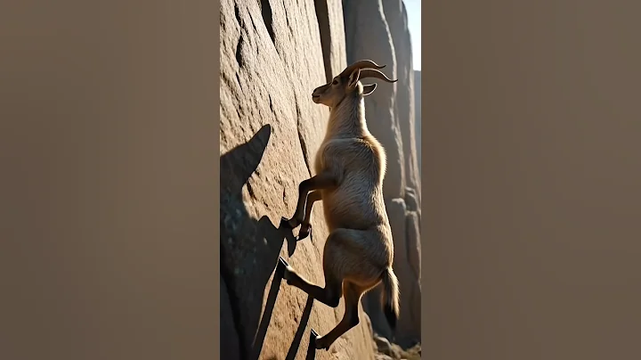 😱 Unbelievable! Goat Climbing a Vertical Wall! 🐐#shorts#ai