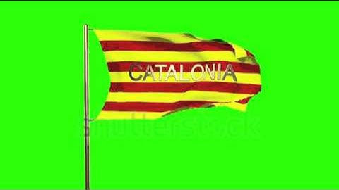 Catalonia flag with title waving in the wind. Looping sun rises style. Animation loop Stock video