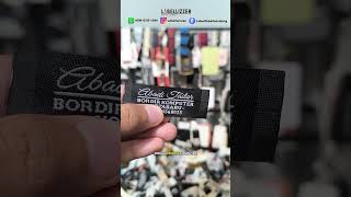 Custom Label bahan Woven Damask tipe jahitan kiri kanan #labellizzerbandung #labellizzer #fyp #brand