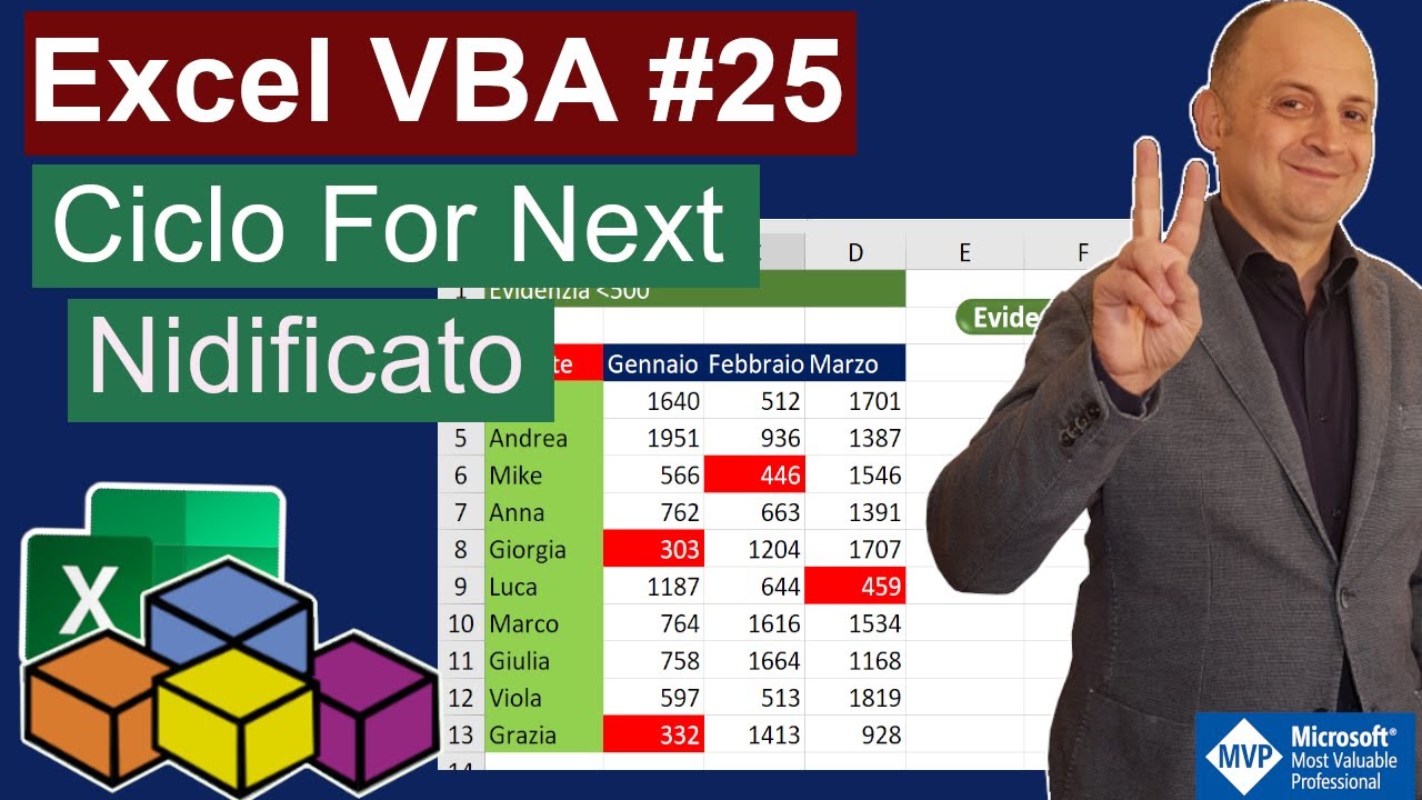 Excel VBA #25 Ciclo For Next nidificato per tabella incrociata iRow e iCol (Video 2 di 4) Macro VBA