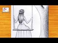 رسم سهل تعليم رسم بنت كيوت مع شعر طويل سهل بالرصاص خطوه بخطوه للمبتدئين بطريقة سهلة رسم بنات 