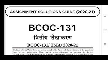 BCOC 131 Ignou Solved Assignment 2020-21