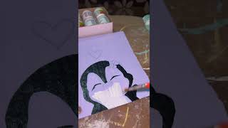 Cute penguin painting wall decor💫🌸 #wastematerialcraft #wallpaperpainting #walldecor #cutediy 💫