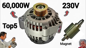 Top5 Free Energy with Car generator 60,000oW💡 Electricity system Magnet Condenser light bulb idea