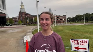 Baylor student Savannah votes at Hurd Welcome Center