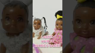 I Added Hair To Barbies Babies Dollhouse Mini Diy How-To Doll Hair Miniature Baby Makeiver Doll