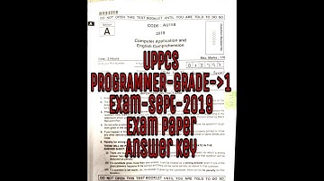UPPCS PROGRAMMER GRADE-I | EXAM PAPER-Sept -2019  | ANSWER KEY  | Computer Operator exam 2019