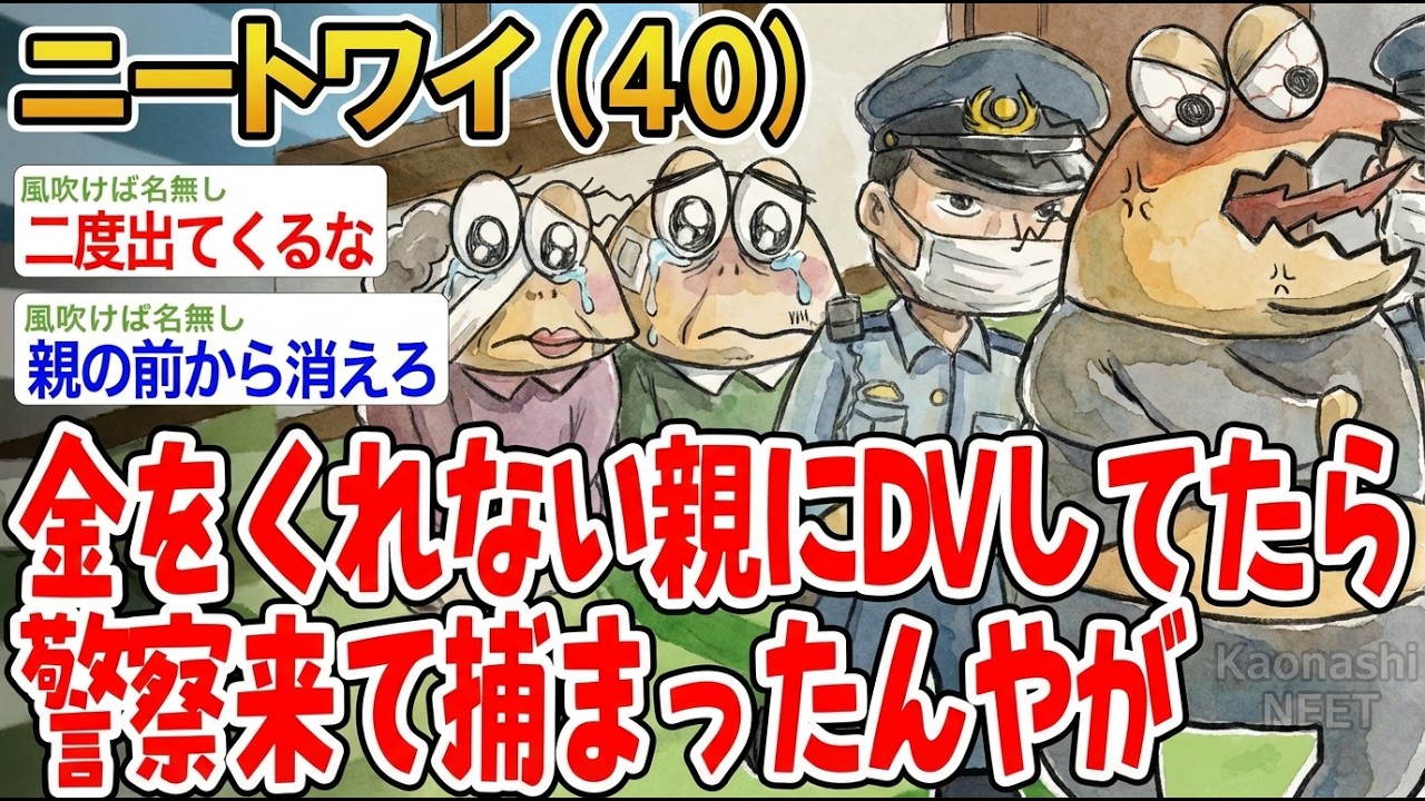 【アホの殿堂】 金をくれない親にDVしてたら警察来て捕まったん  【2ch爆笑スレ】