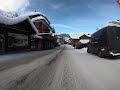 Grindelwald town drive through with snow