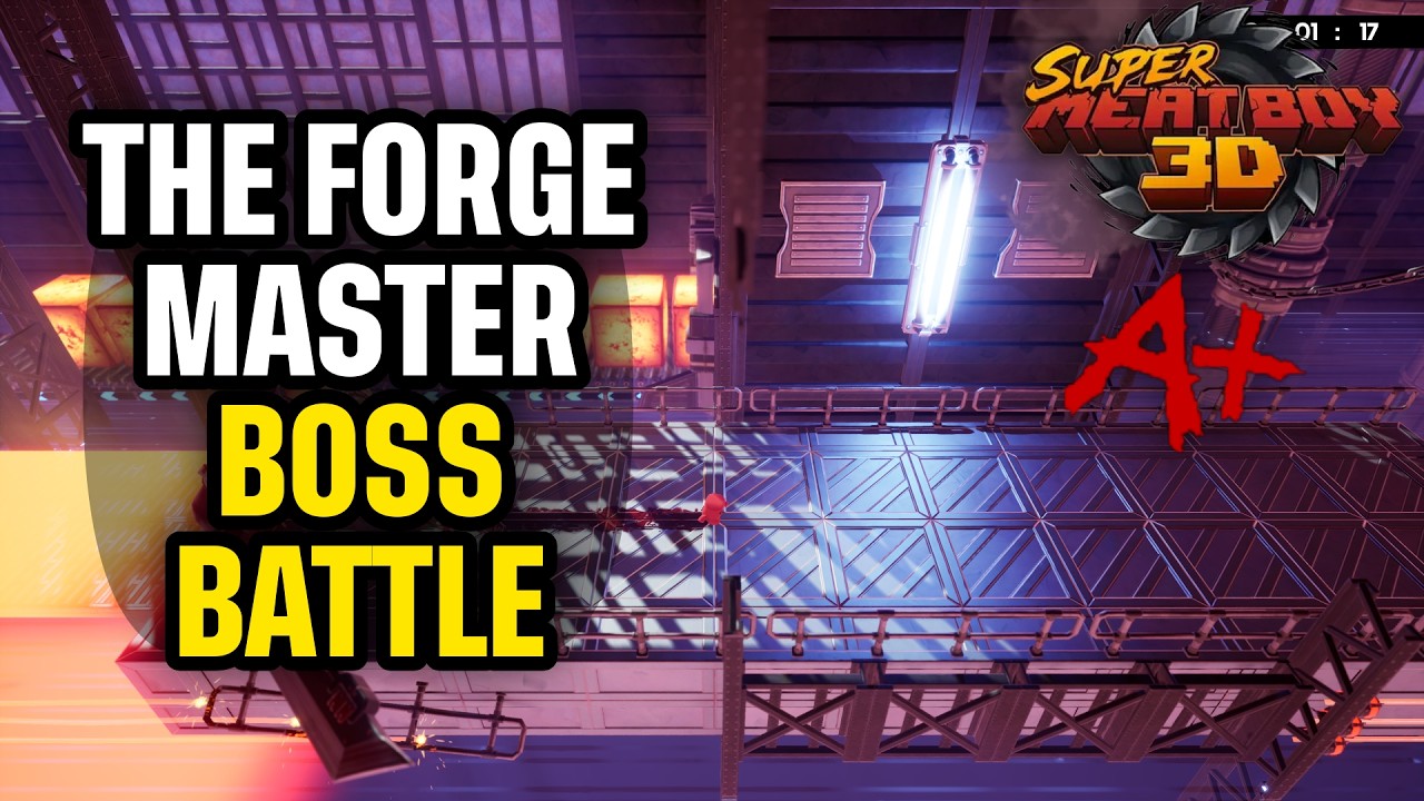Meat R Boss Fight Super Meat Boy 3D Beating the Forge Master World 3 Boss Battle - YouTube