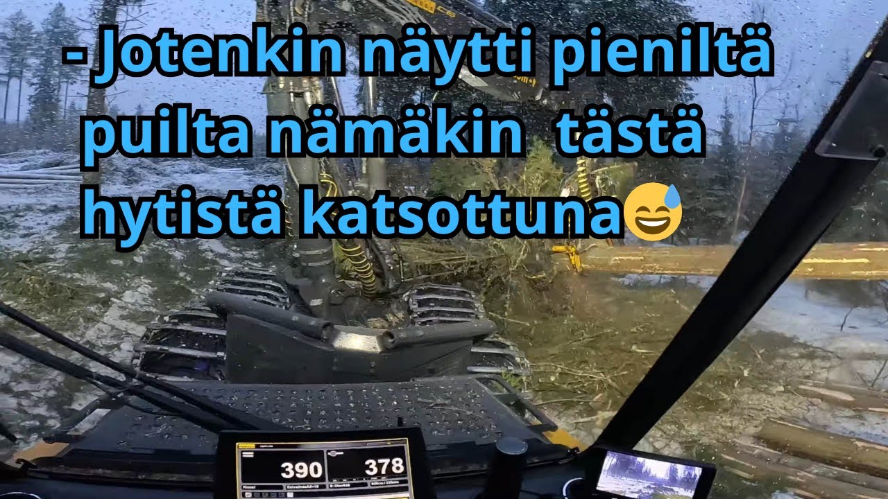 Toinen koeajo video Bearilla. Normaali kokoista kuusikko uudistushakkuuta. Ponsse Bear C6 H8