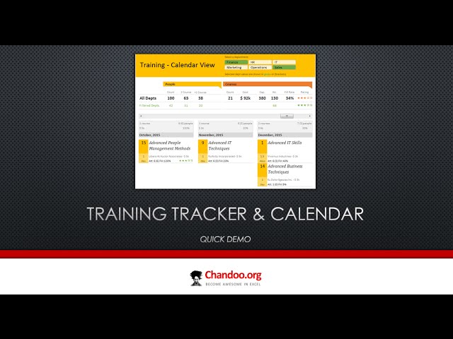 Training tracker and calendar in Excel - Quick Demo
