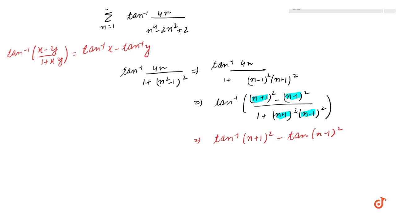 Sum Tan 1 4n N 4 2n 2 2 Is Equal To Youtube