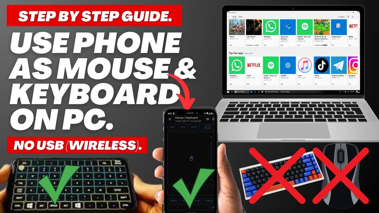 How to Use Phone as MOUSE & KEYBOARD on PC (Without USB Cable) - YouTube