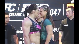 Gabi Garcia vs. Veronika Futina - Weigh-in Face-Off - (Road FC 47) - /r/WMMA