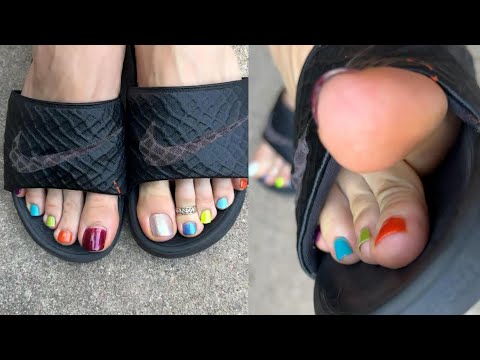 Pride Pedi Slides Toe Wiggling
