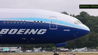 Boeing 777X Test Flight Takeoff From BFI To MWH (Taxi Close Up)