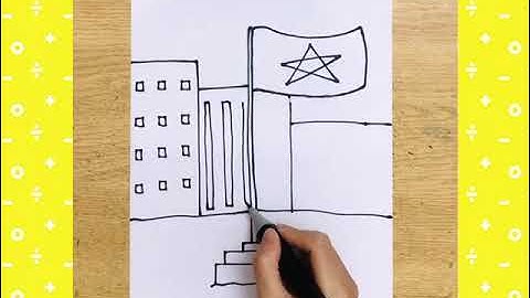 Vẽ lá cờ đơn giản | Tranh vẽ cây cột cờ dễ nhất | Vẽ cây cột cờ nét vẽ chi tiết | Vẽ lá cờ đơn giản