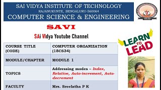 Addressing modes- – Index, Relative, Auto-increment, Auto-decrement addressing