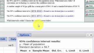 Confidence Interval for Mean using the Z-distribution and StatCrunch