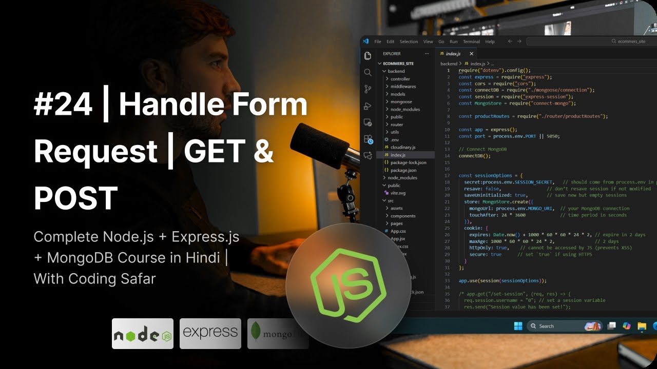 NodeJS Tutorial in Hindi #24 | Handle Form Request | GET & POST - YouTube
