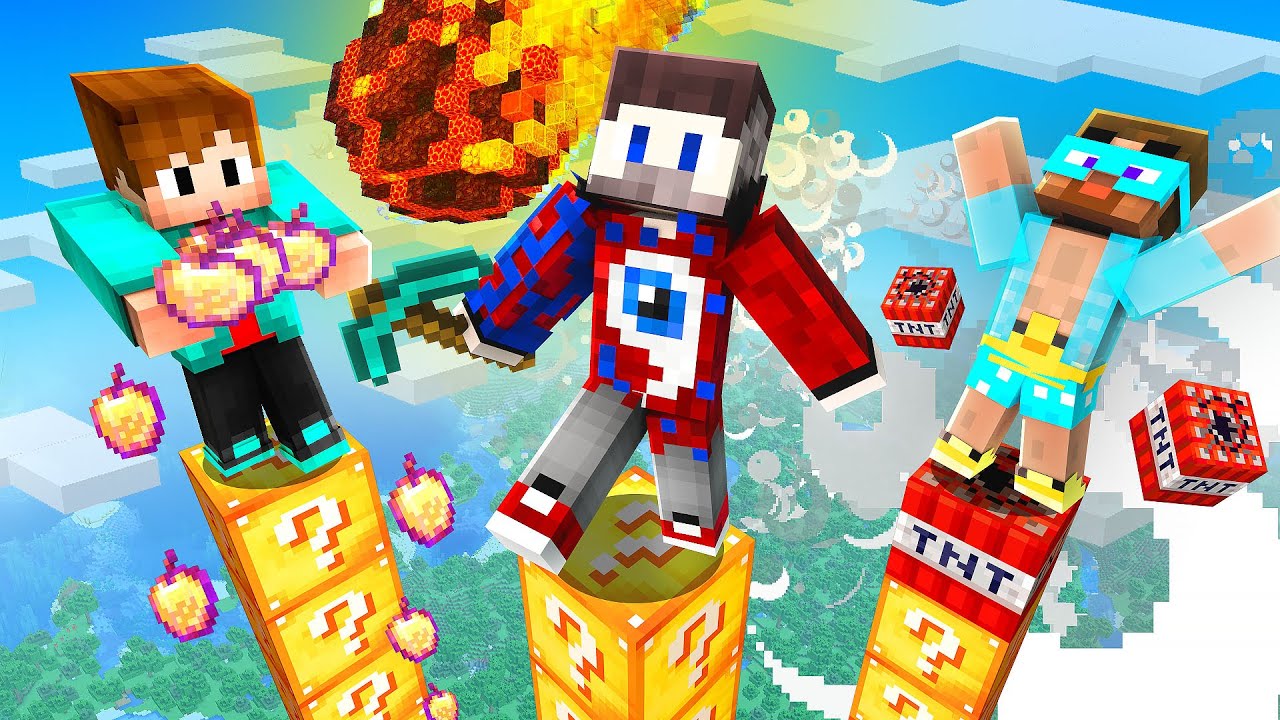 😱Майнкрафт, но Кто Упадёт с ОДНОГО ЛАКИ БЛОКА тот ПРОИГРАЛ!