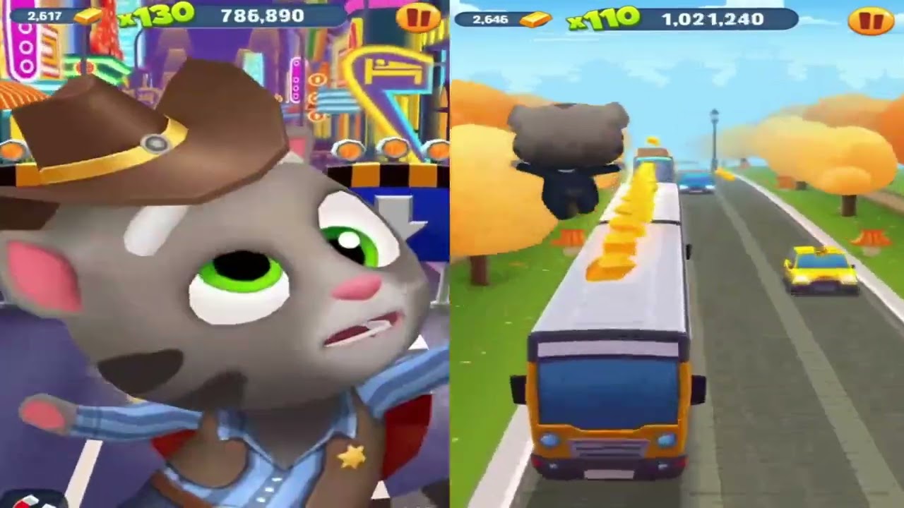 Talking Tom Gold Run Cowboy Tom vs Agent Tom