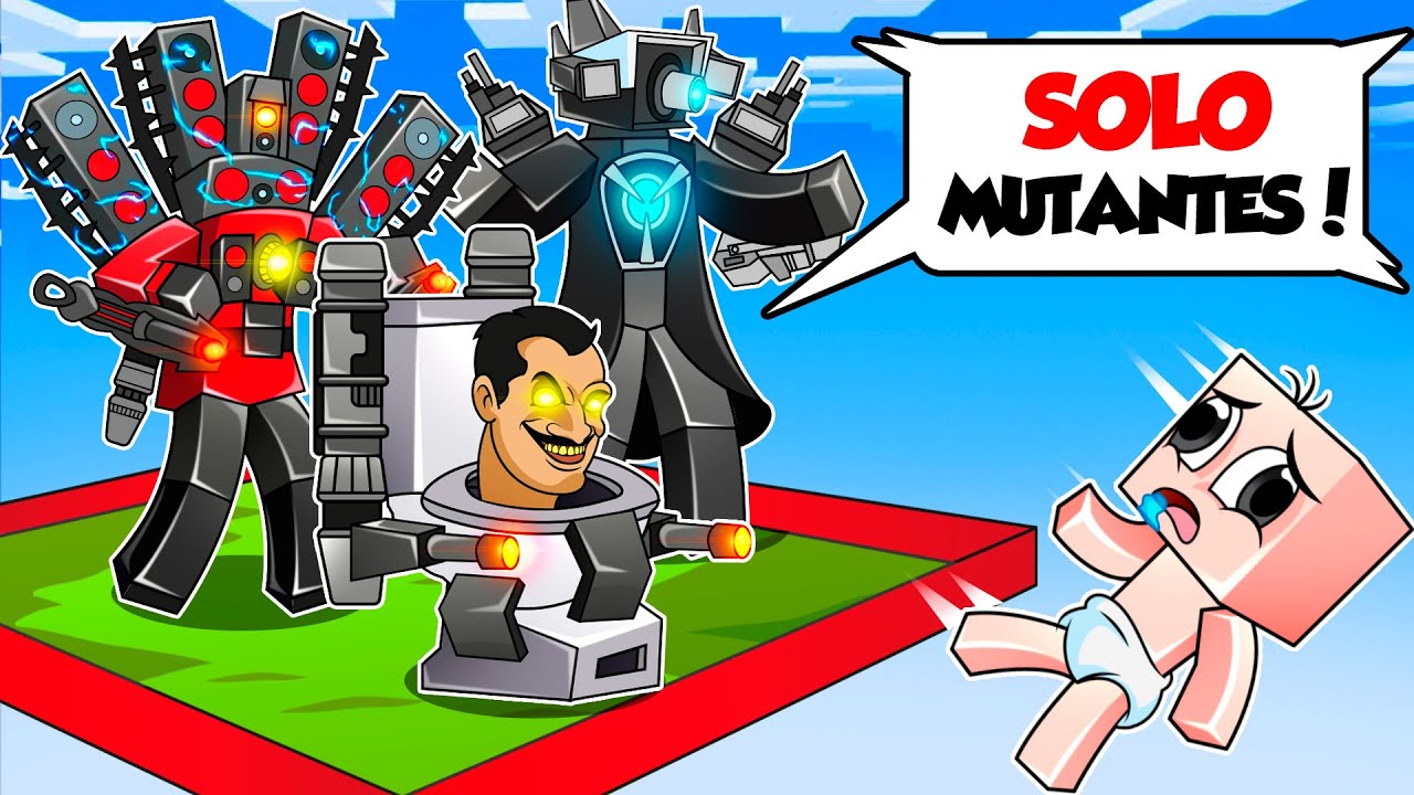 ATRAPADO en UN CHUNK con MUTANTES SKIBIDI 😱📺 BEBÉ NOOB pero es UN CHUNK en MINECRAFT