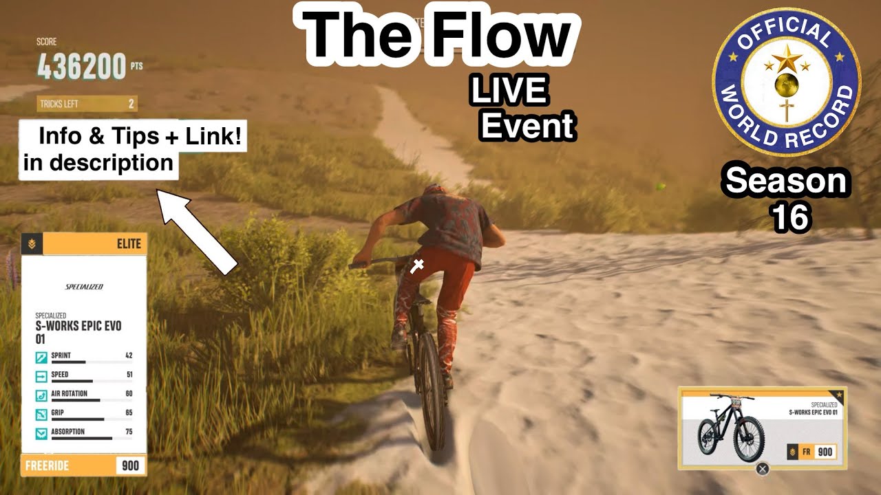The Flow, LivE* • World Record • 476k pts using a Freeride Bike via Lb* in Riders Republic