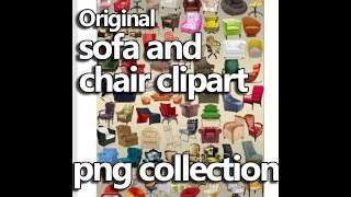 Original sofa and chair clipart png collection