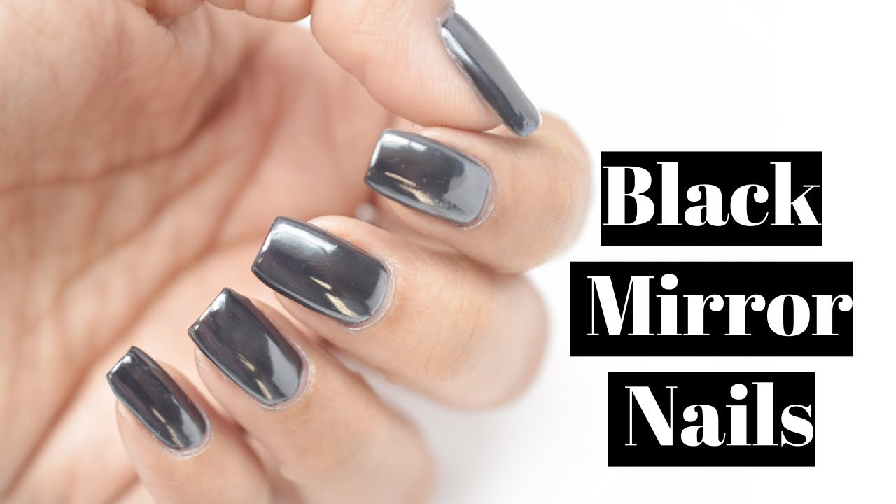 How to apply Black Mirror Nails using BORN PRETTY Black Mirror Nail Powder YouTube