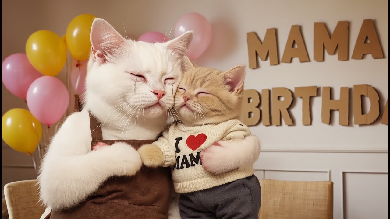 День рождения мамы-кошки!! Маленькая Нян занята украшением дома. 🐈