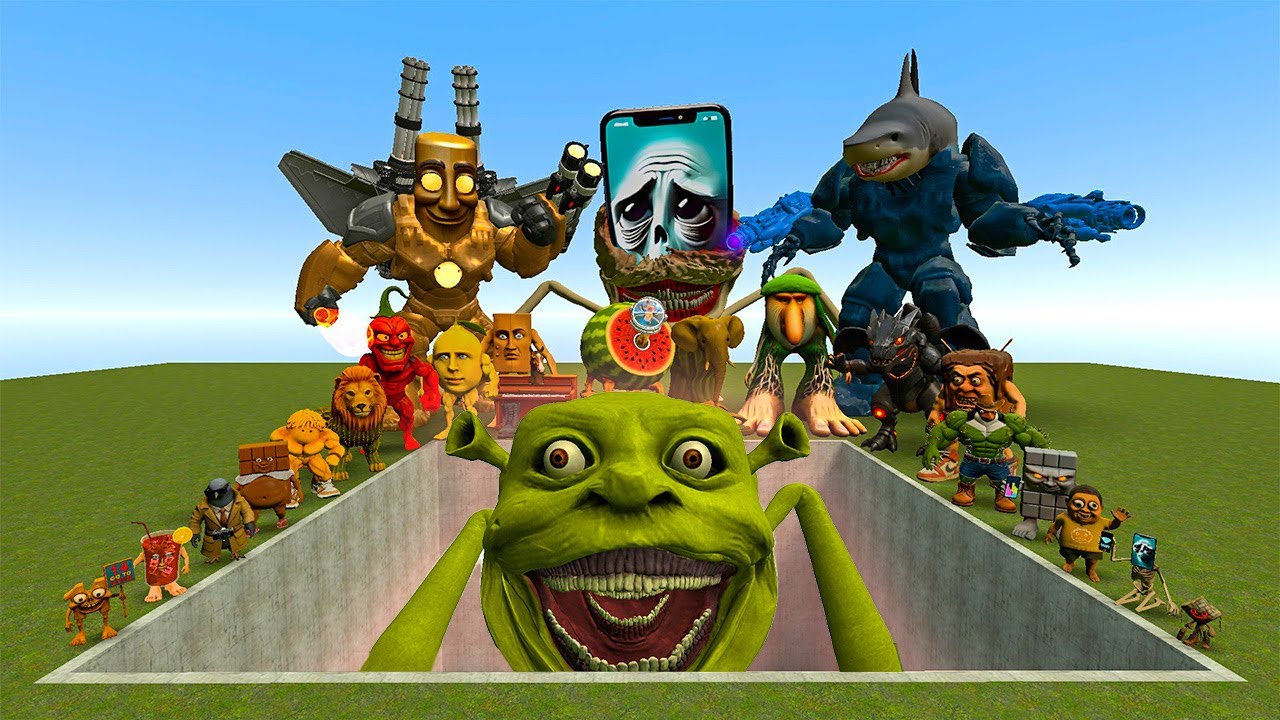 ALL NEW ITALIAN AI BRAINROT MEMES VS THE GIANT PIT WITH SHREK TAPES! - Garry's Mod