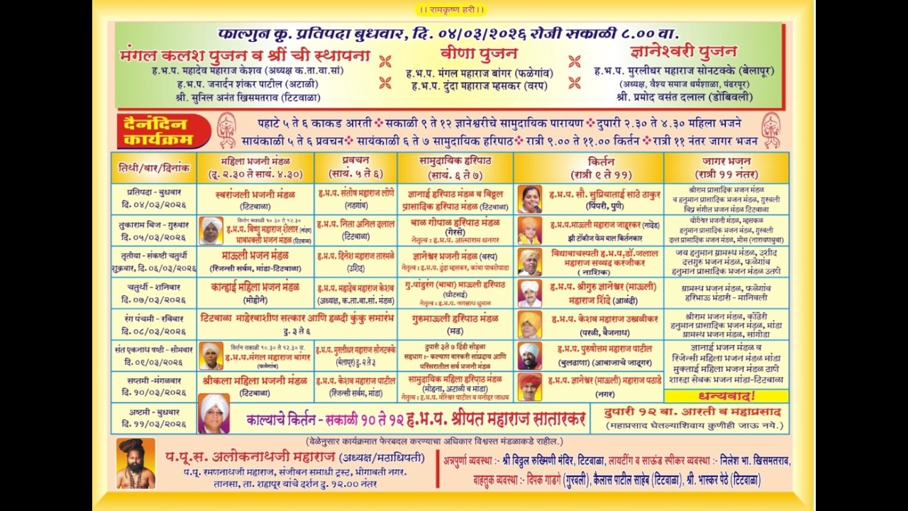 अखंड हरिनाम सप्ताह | टिटवाळा | शताब्दी महोत्सवी वर्ष १०० वे स्वप्नपुर्ति वर्ष २०२६